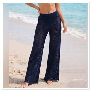 Women’s Crochet Cover Up Navy Crochet Knit Pant Shade & Shore